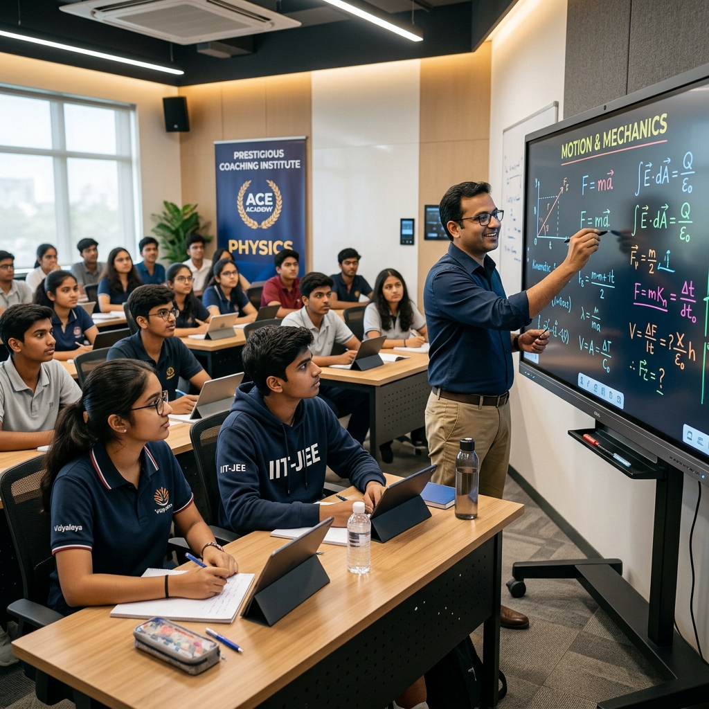 Students learning in modern smart classroom